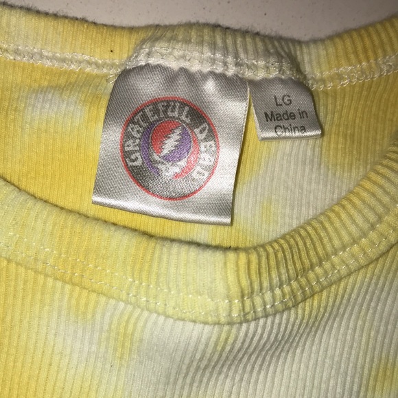 Yellow and white tie dye grateful dead ribbed tank top - Picture 3 of 3